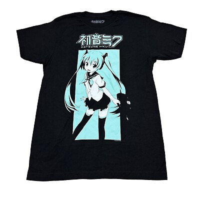 #ad Hatsune Miku Unisex Adult Size M Black Anime Graphic Print T Shirt Tee NWOT
