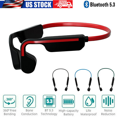 #ad Bluetooth 5.3 Wireless Bone Conduction Headset Open Ear Outdoor Sport Headphones
