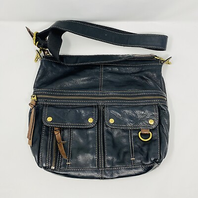 #ad Fossil Genuine Leather Morgan Traveler Crossbody Bag Black Everyday ZB4799