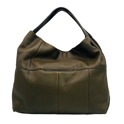 #ad HOBO International Olive Green Pebbled Leather Hobo Bag
