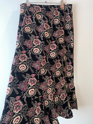 #ad Bohemian Skirt Floral Long Boho Vintage Retro Gypsy Black Work Smart Size 12