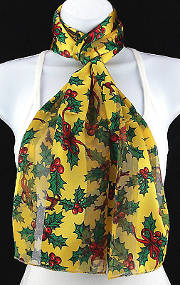 #ad Holly amp; Reindeer Women#x27;s Scarf Christmas Fashion Holiday Gift Deep Gold Scarves