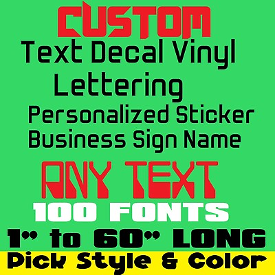 CUSTOM TEXT NAME Personalized Vinyl Lettering Decal Sticker Car Door Window