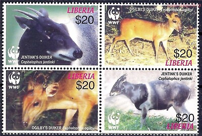 #ad Liberia 2005 WWF Jentink#x27;s duiker Small Antelope Animals Conservation 4v MNH