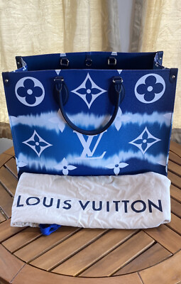 Louis Vuitton Monogram On The Go Escale GM Blue Leather Tote Shopper Handbag