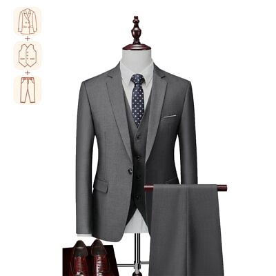 #ad Men#x27;s Gray Business Casual Suit Two Piece Three piece Suit for Formal Occasions