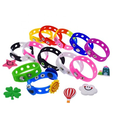 #ad Shoe Charm Bracelets 8.25quot; Inch 21cm PVC Multi Color Lot Colorful Clasp