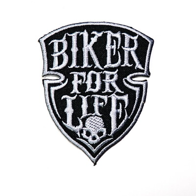 #ad Biker for Life patch Skull Motto Artwork Emblem for DIY Iron on Clothes Jacket
