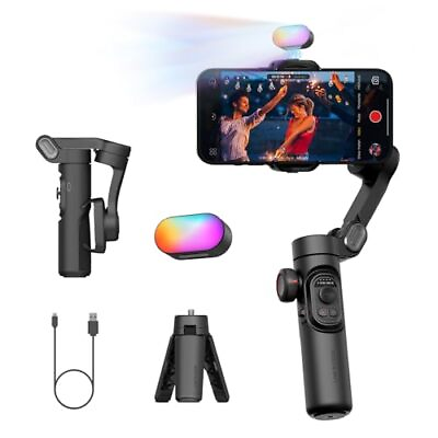 #ad 3 Axis Gimbal Stabilizer for Smartphone Gimbal w RGB Magnetic Fill Light Upg...