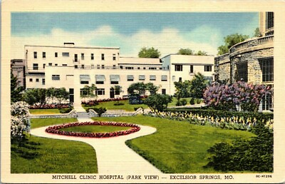 #ad Postcard Mitchell Clinic Hospital Park View Excelsior Springs MO