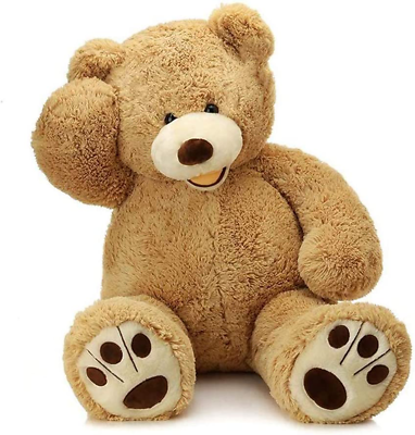 #ad Giant Teddy Bear with Big Footprints Plush Stuffed Animals Light Brown