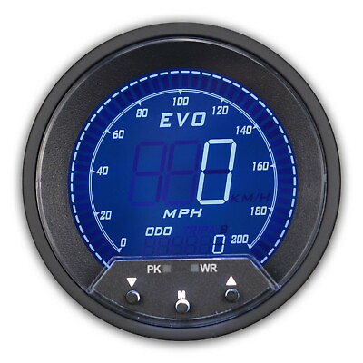 #ad EVO 85mm Digital GPS Speedometer 200 MPH 4 Color LCD Trip Peak Recall amp; Warning