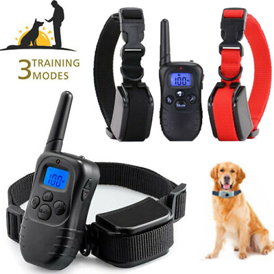 #ad Electric Dog Shock Training E Collar PetRemote Control Trainer Waterproof 1000FT