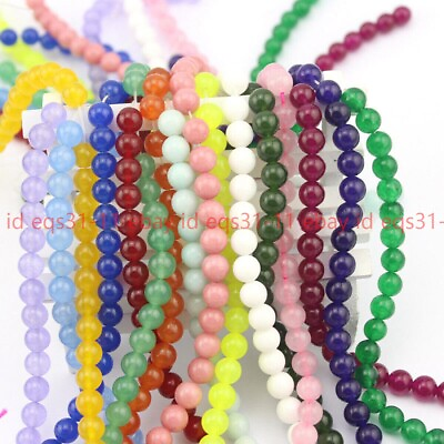 #ad 4mm 6mm 8mm Multi color Round Spacer Loose Gemstone Jade Jewelry Making 15#x27;#x27;