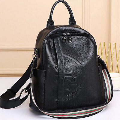 #ad Women Travel Leather Backpack Cowhide Backpack Women#x27;s Small Black Backpack