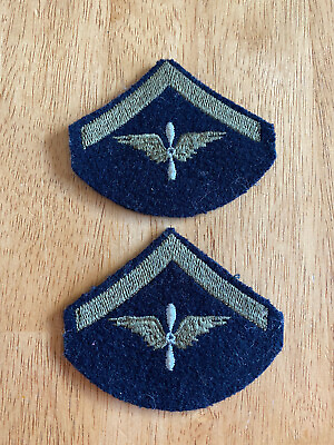 #ad Early Pre WWII Air Corps Private Enlisted Rank Patches Pair Greenback