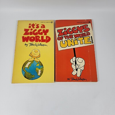 #ad VTG It#x27;s a Ziggy World amp; Ziggys Of The World Unite Books Tom Wilson 1974 1976