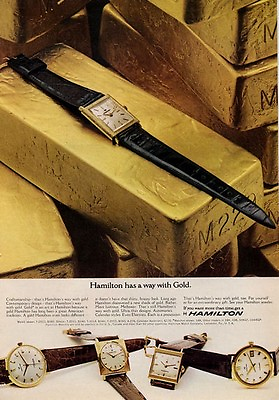 #ad 1965 Hamilton PRINT AD Watch T 2013T2012T2011A 276 Models on Gold Bricks