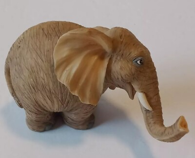 #ad Elephant Statue Figurine Small 3quot; Porcelain Brown For Decoration And Collection