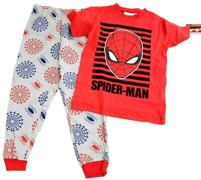 #ad Marvel Spiderman Pajama Set T Shirt Pants Size 8
