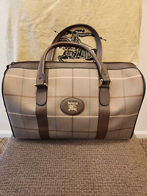 #ad Burberry Weekender Bag Leather Trimmed Check Bag Tote Dust Bag