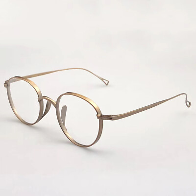 #ad Pure Titanium Glasses Frames Retro Oval Bronze Eyeglasses Women Men Ultralight