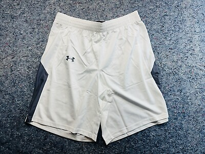 #ad Under Armor Basketball Shorts Mens Size XL White Graphite 10”Inseam Athletic BN