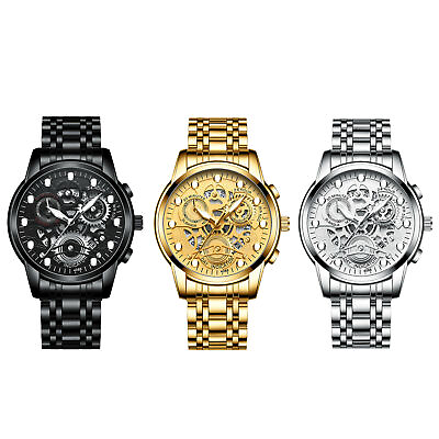 #ad Men#x27;s Casual Stainless Steel Luminous Date Quartz Analog Business Wrist Watch