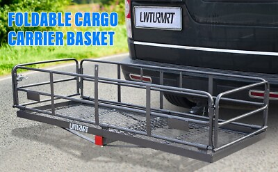 #ad 500LBS Folding Trailer Hitch Mount Cargo Basket Luggage Rack Carrier For SUV Car