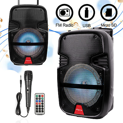 #ad 3000W Portable Bluetooth Party Speaker System Subwoofer Heavy Bass w Microphone