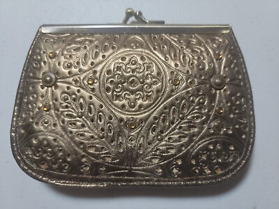 #ad Vintage Leather Coin Purse With Rhinestones excellent condition Beautiful