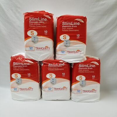 #ad 5 Packs of Tranquility Slimline Incontinence Brief S Full Fit 2120 Heavy 10 Ct^