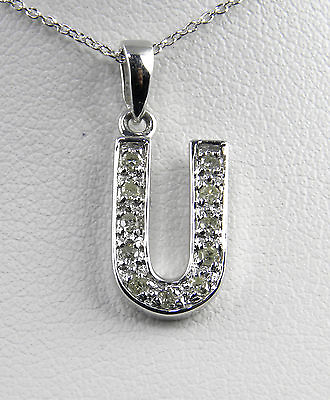 #ad 14KT Genuine Diamond Initial quot;Uquot; With 14KT Chain