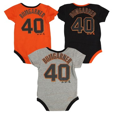 #ad Madison Bumgarner San Francisco Giants MLB Majestic Newborn 3 Piece Creeper Set