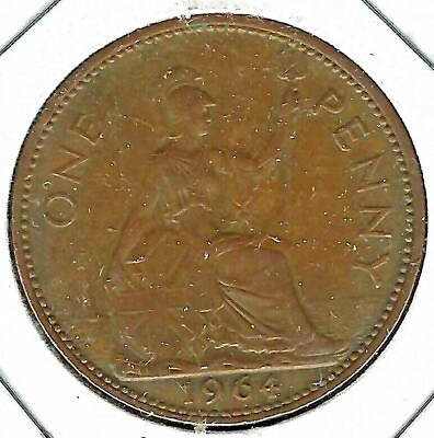 #ad 1964 Great Britain Circulated Penny QEII amp; Britannia Coin