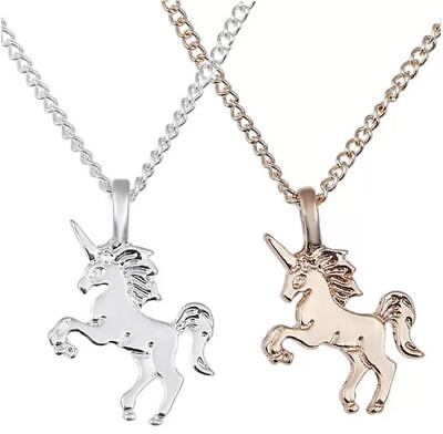 #ad Unicorn Pendant Necklace Girls Horse Pendant Silver Gold Gift