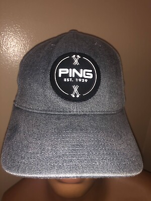 #ad Ping Men#x27;s Gray Strapback Adjustable Cool Patch Headwear Outdoor Baseball Hat