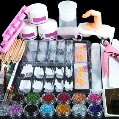 #ad Acrylic Nail Kit Acrylic Powder Glitter Nail Art Manicure Tool Tips Brush Set US