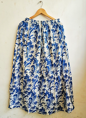 #ad New Indian 100% Cotton Long Skirts Handmade Blue White Printed Vintage Skirt US