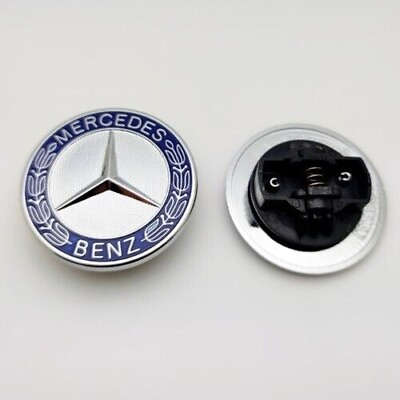 #ad Front Hood Emblem silver Flat Laurel Wreath Badge For Mercedes Benz 57mm