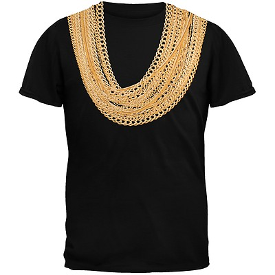 #ad Gold Chains Black Adult T Shirt