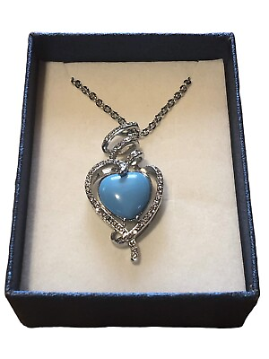#ad New Stainless Steel Blue Heart Pendant Necklace