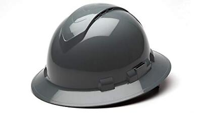 #ad PYRAMEX Ridgeline Full Brim Hard Hat 4 Point Ratchet Slate Gray Vented