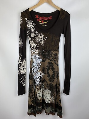 #ad Desigual ladies long sleeve overprinted dress size Xs style 36V2001