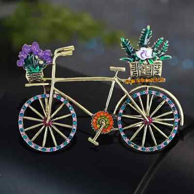 #ad Multicolor Rhinestone Creative Corsage Cycling Brooch Women Men Fashion Pin