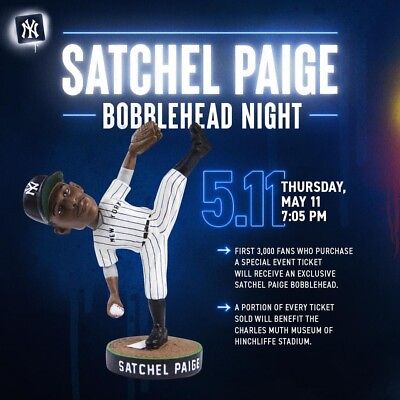 #ad Satchel Paige New York Black Yankees Special Ticket Bobblehead Negro League #197