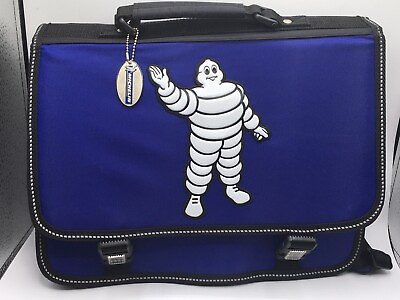 #ad Michelin Man Logo Blue Black 2 Compartment Laptop Padded Messenger Bag Backpack