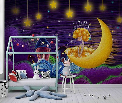 #ad 3D Princess Moon Lake Wallpaper Wall Mural Removable Self adhesive 205