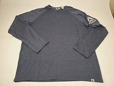 #ad Reebok Athletic T Shirt Workout Gym Mens XXL Grey Long Sleeve Running Casual Tee