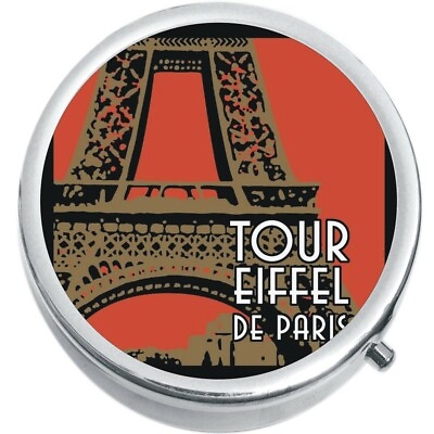 #ad Tour Eiffel Paris Medicine Vitamin Pill Box
